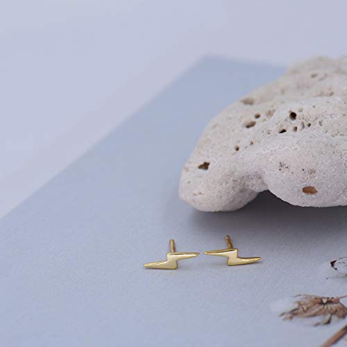 18K Gold Vermeil Tiny Gold Lightning Bolt Stud Earrings 5