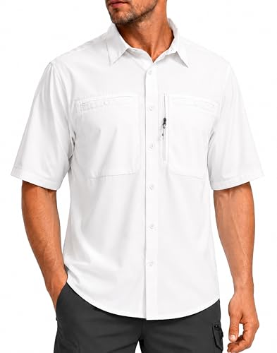 Image of G Gradual Men's Fishing Shirts with Zipper Pockets UPF 50+ Lightweight Cool Short Sleeve Button Down Shirts for Men Hiking