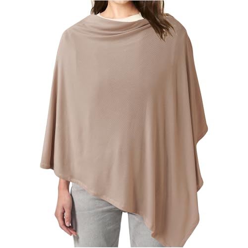 Image of Konssy Knit Nursing Cover for Breastfeeding, 360 Full Privacy Breathable Breastfeeding Cover, Multi-use Carseat Canopy(Clay)