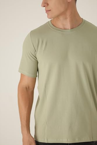 Kit 2 Camisetas Algodão Egípcio Slim Fit Masculina (BR, Alfa, M, Regular, Bege E Oliva)