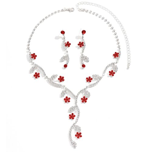FFWTPY Elegant Floral Crystal Jewelry Set