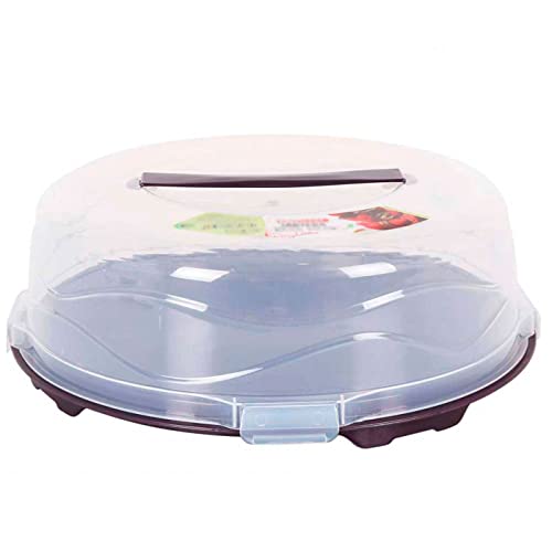 Acan Tradineur - Tartera de plástico redonda con tapa y asa 33 x 11,5 cm, Recipiente para transportar tartas, comida,...