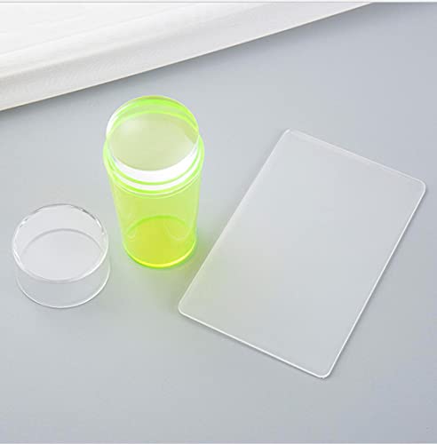 Silicone Head Nail Stamper with Scraper, French Jelly Cream Nail Polish Transfer Stamper kit, Transparent Manicure Stamping Tool for Nail Art DIY Nail Decoration & Design (yellow)