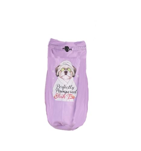 Image of Thunder Tails Premium Cotton Dog T-Shirt | Adjustable Neck | for Small Dogs | Lilac | X Large | for Shih tzu
