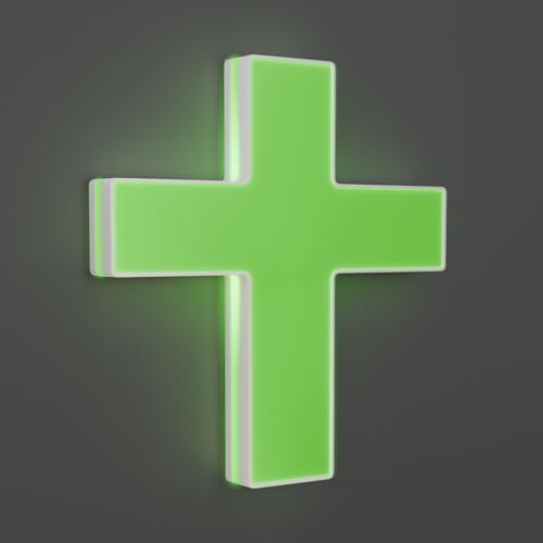 Image of Anrookie 3D LED Neon Cross Sign, USB-Powered Custom Neon Light with 5-Level Dimmer, 5 Color Options, Decorative Wall Art for Home, Bedroom, Church, Party, and Gifts (9x8 in) (Emerald Green)