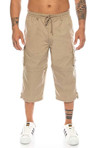 Kendindza Herren Bermuda | abnehmbare Beine Zipp-Off von 3/4 in Kurze Hose (Beige | Muster 1, XXXL)