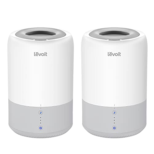 Image of LEVOIT Humidifiers for Bedroom Home, Cool Mist Air Vaporizer for Babies, Ultrasonic Top Fill Essential Oil Diffuser, Smart Sleep Mode, Auto Shut Off, Quiet, 1.8L, Gray,2-Pack