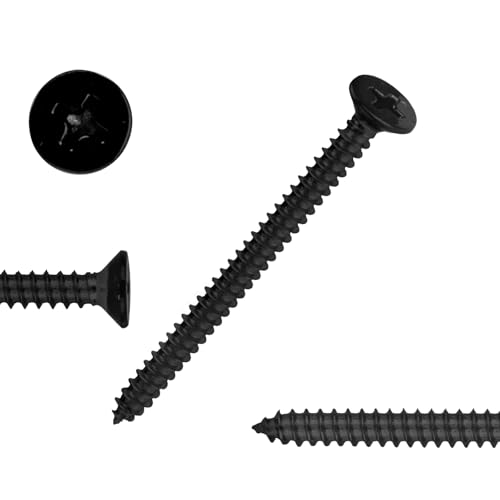 Image of Black Oxide 50 PCS #12X2-1 /2(2.5 inch) Stainless Steel Phillips Flat Head Wood Screws,Stainless Steel 18-8 A2(304) Screw,Home Screw Kit by QISHENG