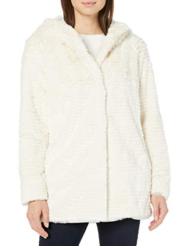 Vince Camuto Women's Hooded Faux Fur Zip Coat, White, Large