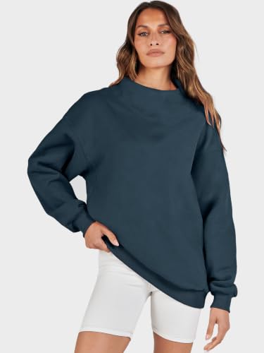 Image of ANRABESS Womens Oversized Sweatshirts Mock Neck Pullover