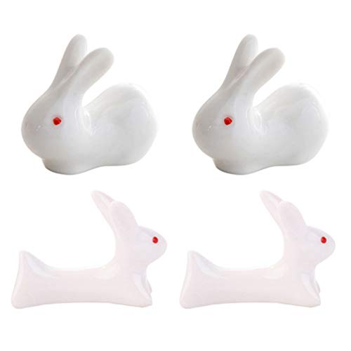Yardwe 4Pcs Titular Pauzinhos Colher Garfo Chopsticks Descansa de Coelho Da Páscoa Coelho de Cerâmic