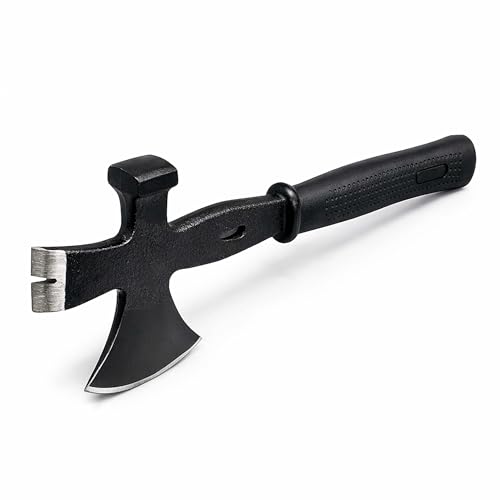Hacha multifunción 3 en 1 Hendidura saca Clavos Martillo Herramienta Jardín Madera Camping Outdoor Negro
