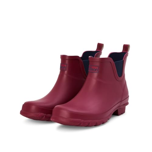 Jileon Womens Ankle Height Waterproof Rubber Rain Boots - Designed For Wide Feet & Wide Calves - Easy to Slip on and Off