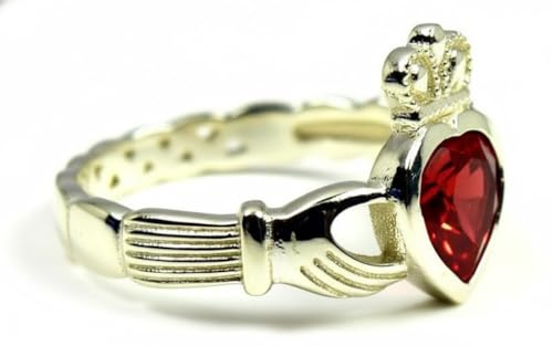 Image of Choose Your Color Natural Gemstone Irish Claddagh Silver Ring Friendship Love 55 Carat Brand Size 5 to 12