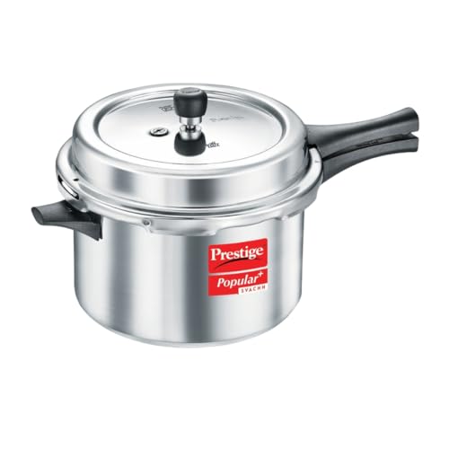 Image of Prestige Popular Plus Svachh Aluminium 7.5 L Pressure Cooker|Controls Spillage|Metallic Safety Plug|Gas And Induction Compatible|Silver| 5 Years Warranty