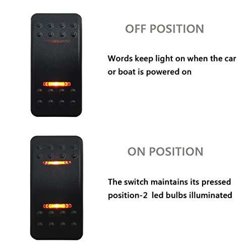 Image of Waterproof Button Rocker Switch 5P SPST ON-Off Dual Orange Lamp Light Bar Compatible with Car Boat Vehicle Bus Motorcycle RV 12V 24V