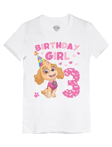Image of Tstars Skye Birthday Girl 3 Gifts for Three Years Old Bday Paw Patrol Theme Party Toddler Kids Girls Fitted T-Shirt A51144d