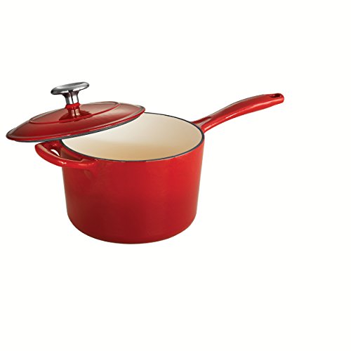 Tramontina 80131/061DS Enameled Cast Iron Covered Sauce Pan, 2.5-Quart, Gradated Red