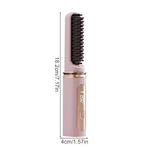 Cepillo alisador para mujer sin daño al cabello, alisador de cabello inalámbrico con calentamiento rápido, rizador recargable con temperatura ajustable. miniatura 2