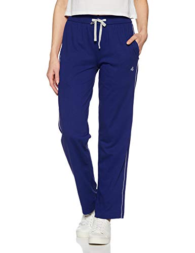Image of Jockey 1305 Women's Super Combed Cotton Rich Relaxed Fit Mid Rise Trackpants with Contrast Side Piping and Pockets