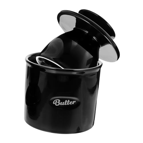 DECOMELODY Mantequera de Negra con Tapa Hermética y Diseño con Taza para Mantequilla y Almacenamiento de Quesos Refrigerador