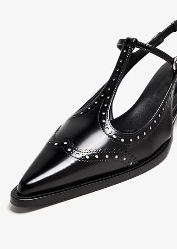 Women's Slingback Kitten Heel Pumps Embroidered Pointed Toe T-strap Sandals Low Heel Embroidered Oxford Dress Shoes For Wedding Party2