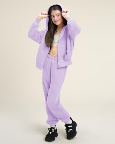 Stelle Girls Athletic Sweatsuit 2 Pieces Sweatshirts and Pant Long Sleeve Zip Up with Pockets Outfits Set3