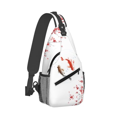 Koi Carps Fish And Cherry Blossom Japanese (2) Sling Bag Crossbody Backpack Large Capacity Chest Bag Shoulder Daypack For Women Men Cycling Travel Hiking Sport2