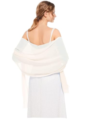 Vickorpen Shawls and Wraps Soft Chiffon Scarve Scarf For Evening Party Dresses Wedding Stole(Light Champagne,one size)