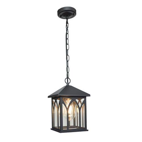 Lámpara de araña para jardín E27 Deua impermeable en color negro de aluminio cuadrado