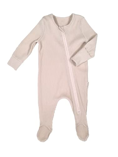 DreamBuy Pyjama bébé zippé - Pyjama bébé en Coton côtelé - Body bébé Doux et Confortable pour Les 0-3 Ans (3-6 Mois, sables) Cover