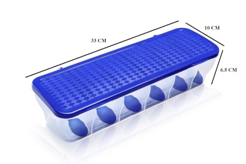Image of 6-in-1 Masala Box with 6 Spoons, Airtight BPA-Free Plastic Masala Container Set, Transparent Spice Box for Kitchen Storage