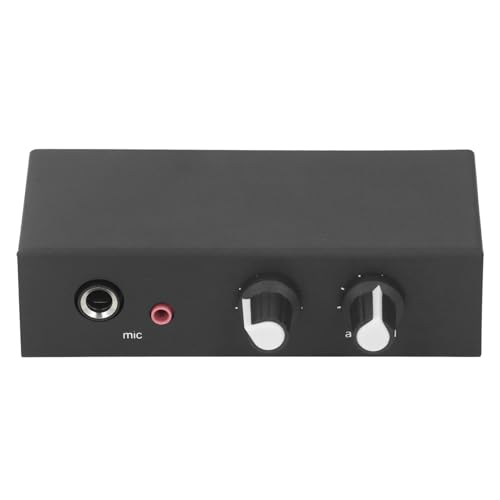 Small Stereo Audio Preamplifier, Headphone Amplifier, with 2 Volume Control Knobs, 3 Output Ports, for 3.5mm 6.5 mm Port Microphone