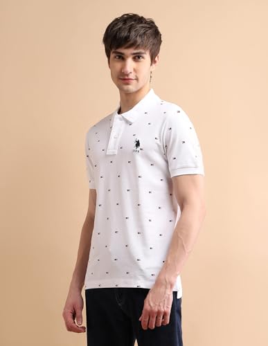 Image of U.S. POLO ASSN. Printed Regular Fit Polo T Shirts for Men - 100% Cotton, Half Sleeves Mens Tshirt