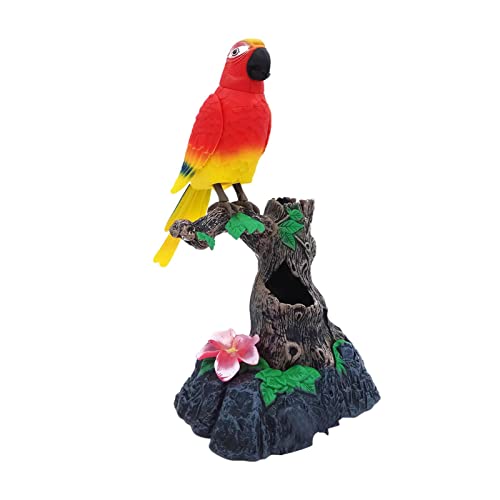 HAMAGI Loro parlante Repite lo Que Dices - Pájaro simulación Mascotas Lindas realistas - Periquito Activado por Sonido Repite lo Que Dices en un Escritorio Rama árbol
