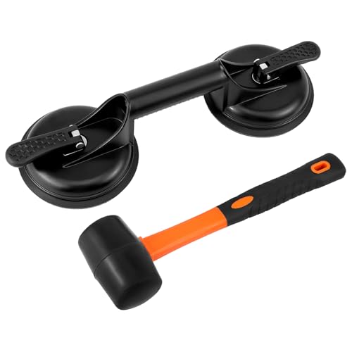 Image of QWORK Floor Gap Fixer Tool for Laminate Floor Gap Repair with 11.8 Inch Plastic Mallet, for Floating Wooden Floors