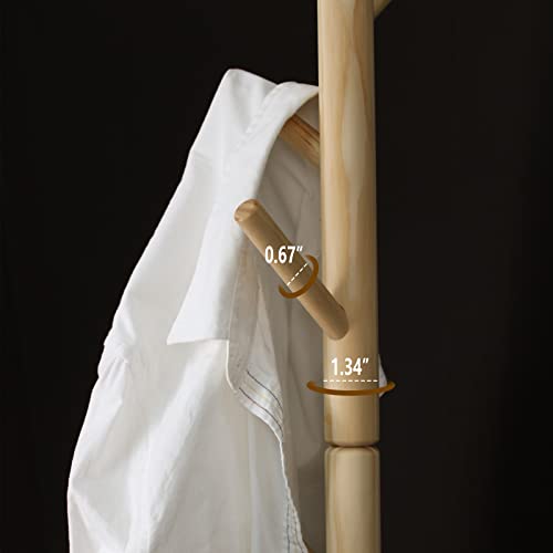 Z&L House Coat Rack Freestanding, Pure Natural Solid Wooden Coat Tree, 8 Hooks And Adjustable Height Floor Hanger, Used In The Bedroom Living Room Office To Hang Clothes, Hats, Bags #TOP1
