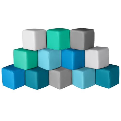 JungleDove Set da Gioco Morbido per Bambini: 12 Pezzi in Schiuma di Pelle PU per Bambini - Blocchi da Gioco Morbidi per Interni - Sala Giochi