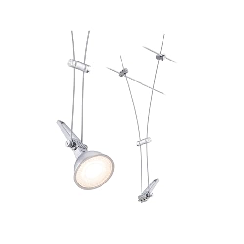Paulmann Comet Sistema de Cableado, Foco, Corduo, Corriente Continua, Máx. 12 V 50 W, Bombilla Tipo GU5,3, Sistema de Cableado, Bombilla No Incluida, Cable Metálico, Color Cromado Mate, 94487
