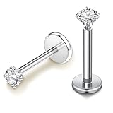 AceFun Piercing labio Titanio Plata Rosca interna Labret Helix Piercings para mujeres y hombres Diferentes tamaños CZ 2 mm Tragus Concha Cartílago Pendiente Varilla Longitud 8 mm