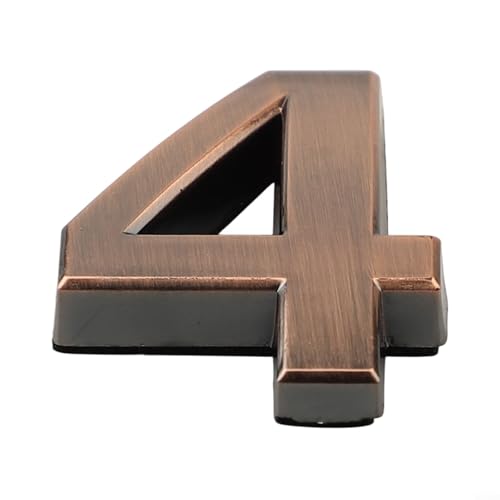 Targa per porta con numero civico 3D moderno, color bronzo, numeri da 0 a 9, impermeabile, in ABS, autoadesiva, per casa, hotel, appartamento, ufficio (4)