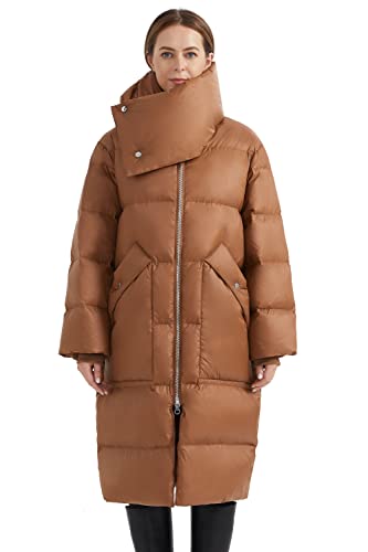 Orolay Women's Puffer Down Coat Long Stylish Winter Jacket with Warm Thickened Collar