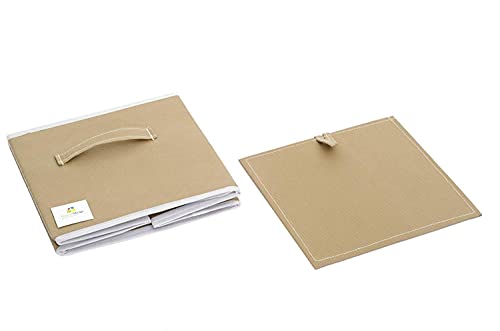 Image of HomeStrap Foldable Storage Cube Boxes (Beige) -Pack of 2