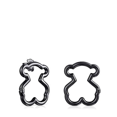 Pendientes medianos Hold oso de Plata Dark Silver