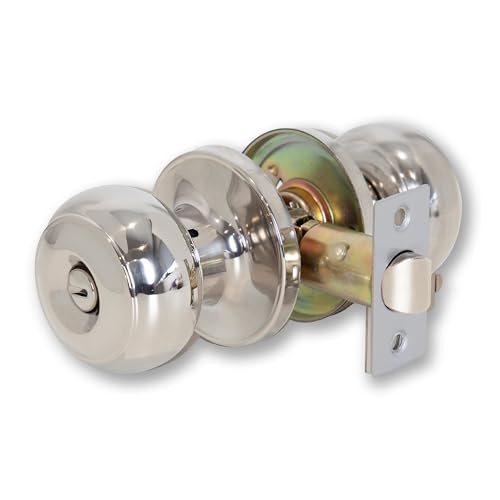 XFORT Bello Juego de Pomo de Privacidad Cromo Pulido, Pomo de Puerta con Cerradura para Puertas de Baño Internas de Madera, Juego Completo con Pestillo Tubular