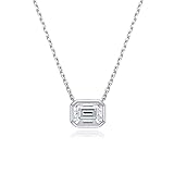 SLCHJX Collares para Mujeres, 6 * 8 mm 2ct Esmeralda Cortado moissanite Colgante Diamante con Collares de Plata 100% S925 para Mujeres