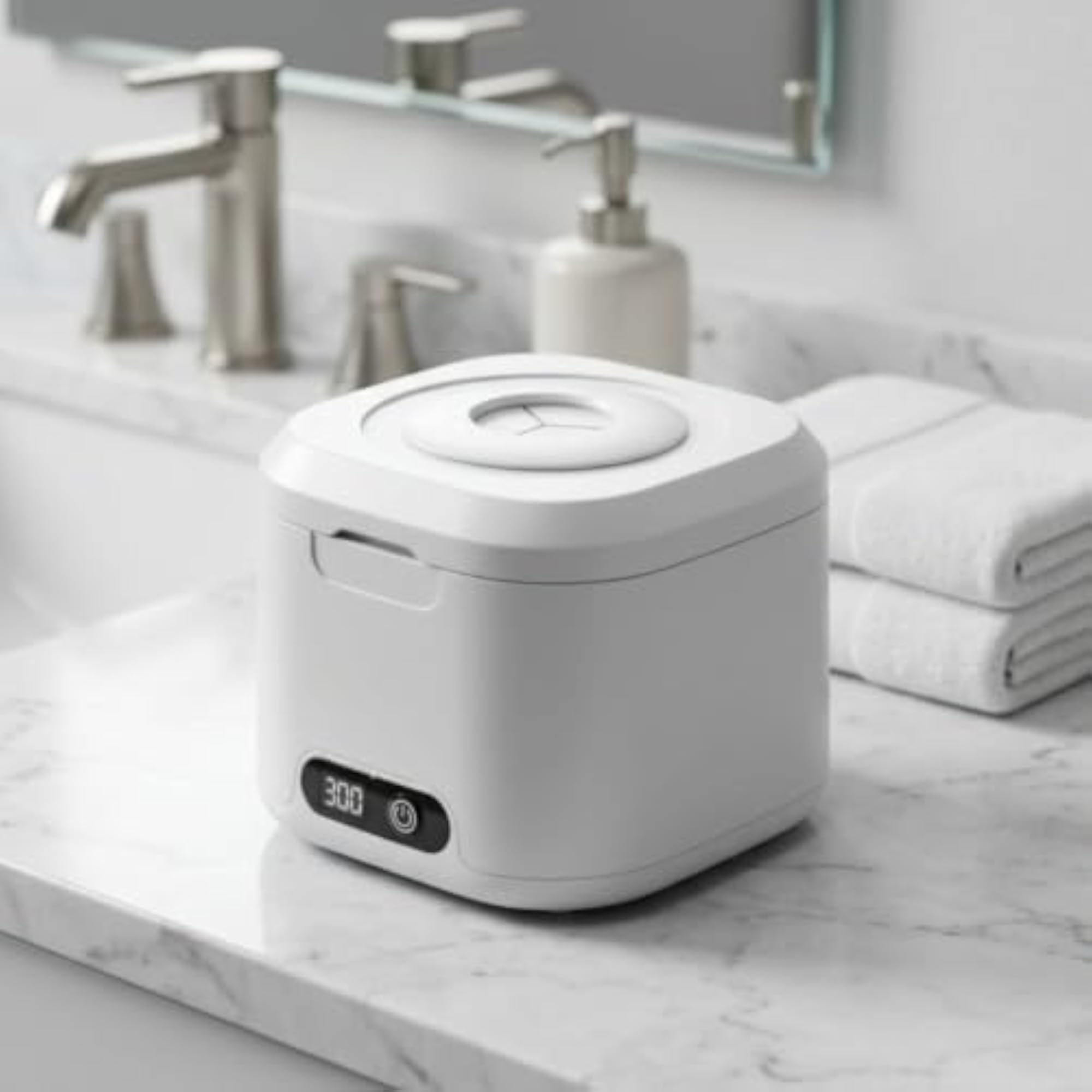 Compact Acoustic Jewelry Cleaner with Lamp