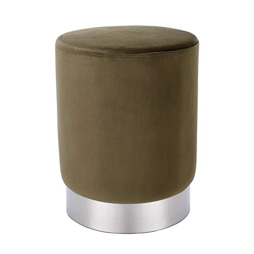 BIRDROCK HOME Round Moss Green Velvet Ottoman Foot Stool – Soft Compact Padded