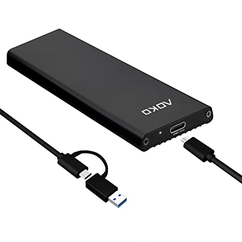 Image of AOKO Aluminum M.2 Enclosure NVMe SATA SSD Reader Adapter, External M.2 SSD to USB-C 3.2 Gen 2 (10 Gbps) NVMe Enclosure for M.2 PCIe NVMe & SATA(NGFF) SSDs