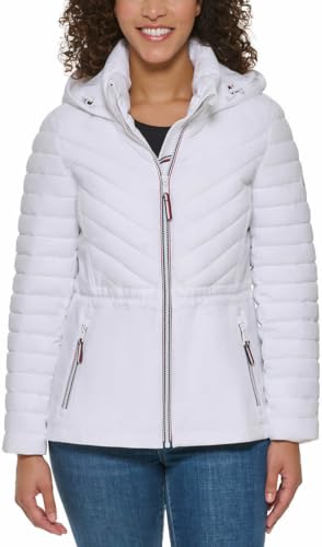 Perfumes, Compra de libro digital Tommy Hilfiger - chamarra elástica ligera con capucha y cordón para mujer, Blanco, XX-Large